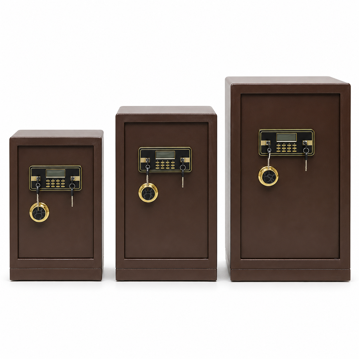 Heavy-Duty Electronic Digital Keypad Security Safe Box with Dual Key Lock, LCD Screen & Solid Steel Locking Bolts - Coffee Brown