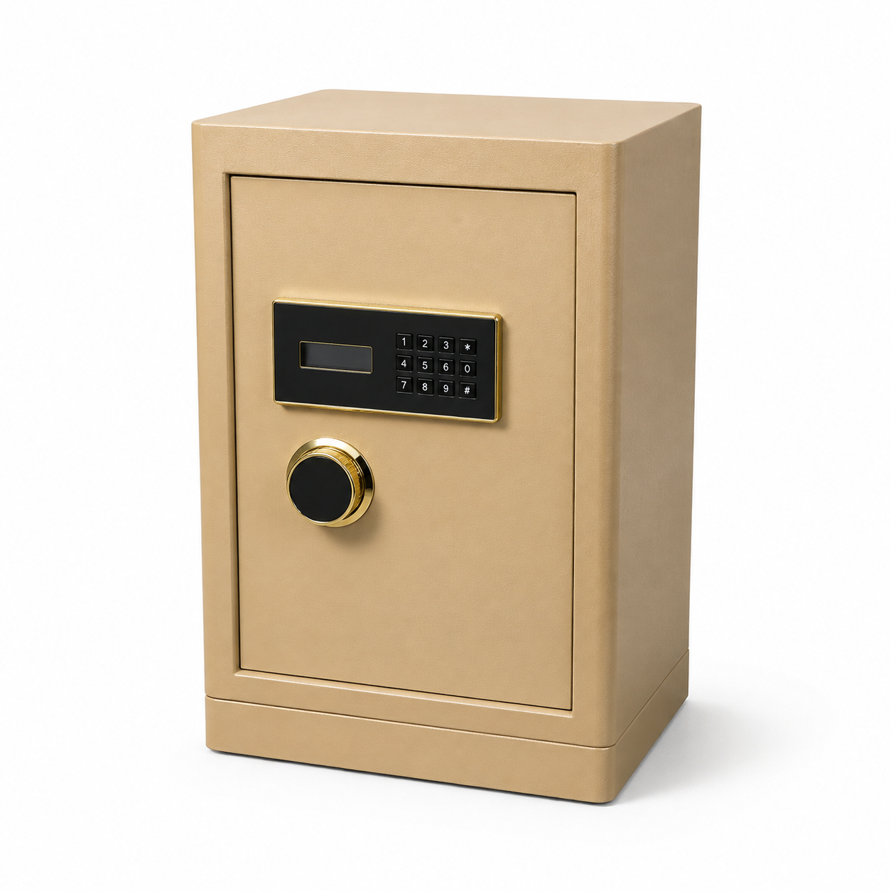 Heavy-Duty Electronic Digital Keypad Security Safe Box with Dual Key Lock, LCD Screen & Solid Steel Locking Bolts - Coffee Brown