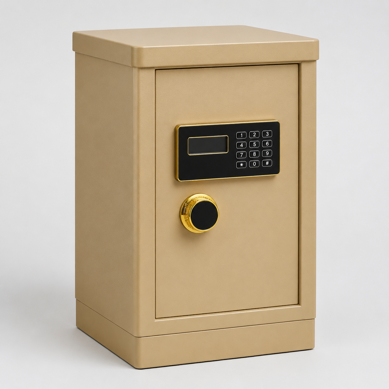 Heavy-Duty Electronic Digital Keypad Security Safe Box with Dual Key Lock, LCD Screen & Solid Steel Locking Bolts - Coffee Brown