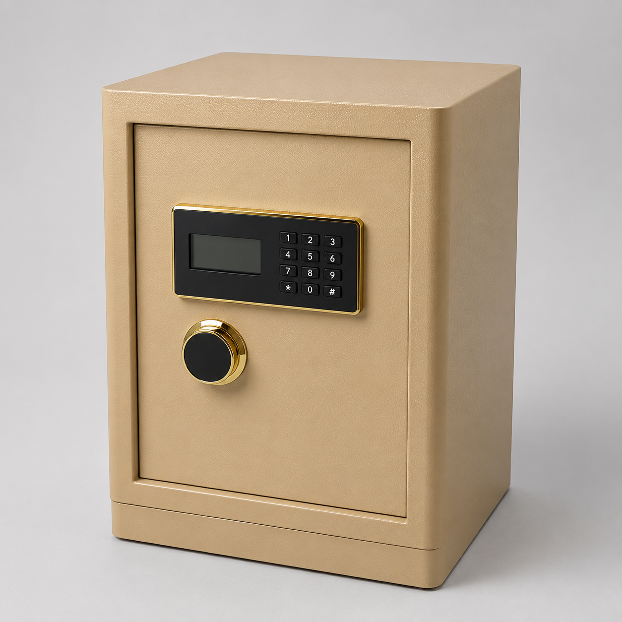 Heavy-Duty Electronic Digital Keypad Security Safe Box with Dual Key Lock, LCD Screen & Solid Steel Locking Bolts - Coffee Brown
