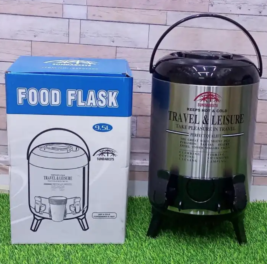 CLEARANCE OFFER 9.5 Ltrs Stainless Steel Portable Flask Tea/Coffee Urn Hot/Cold Beverages Drinks Dispenser Tea Urn