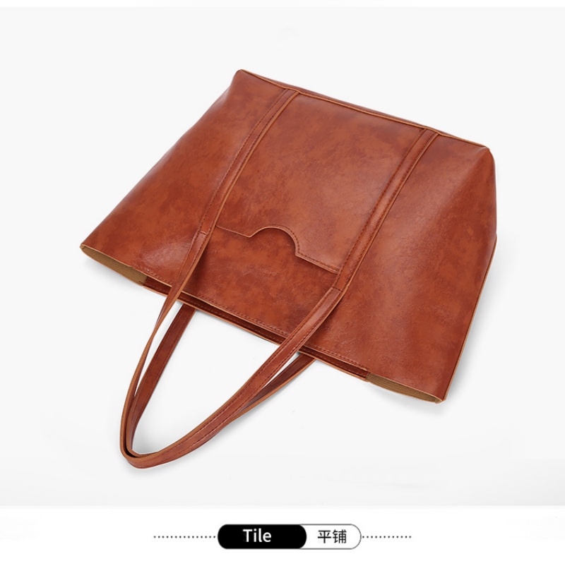 Hot Sale New Fashion Women Handbag Set Vintage Oil Wax Leather Tote Shoulder Crossbody Bag 4pcs