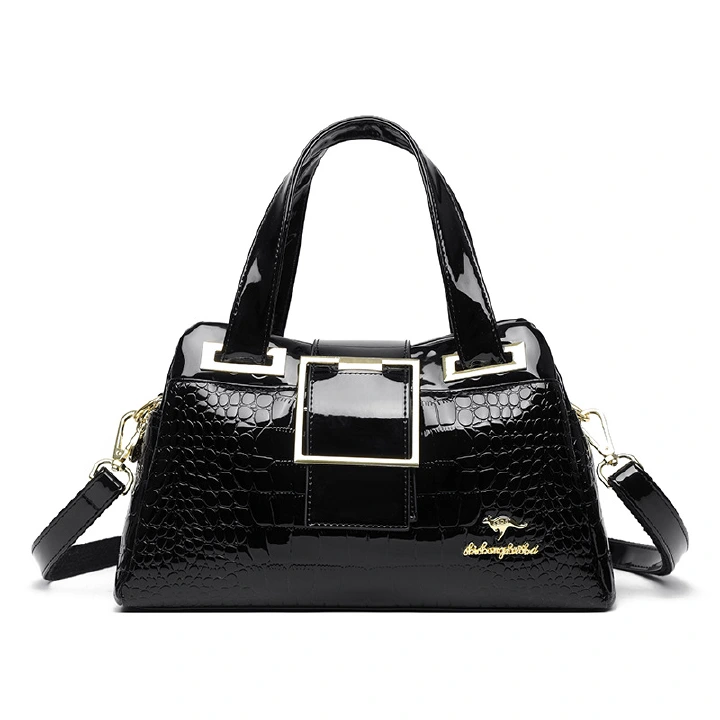 Hot Sale Patent Leather Crocodile Embossed Tote Bag - Vintage European Style Ladies Shoulder & Crossbody Bag Large Capacity Handbag for Women
