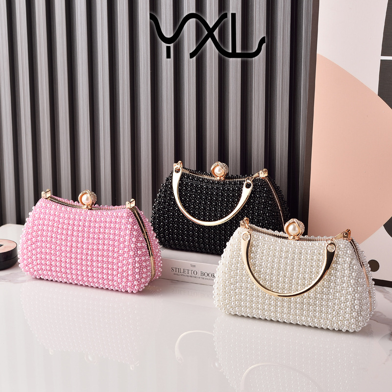 Hot Sale Pearl Evening Bag & Jewelry Set - Vintage European Style Party Clutch with Flower Necklace & Earrings Elegant Wedding Accessories for Women