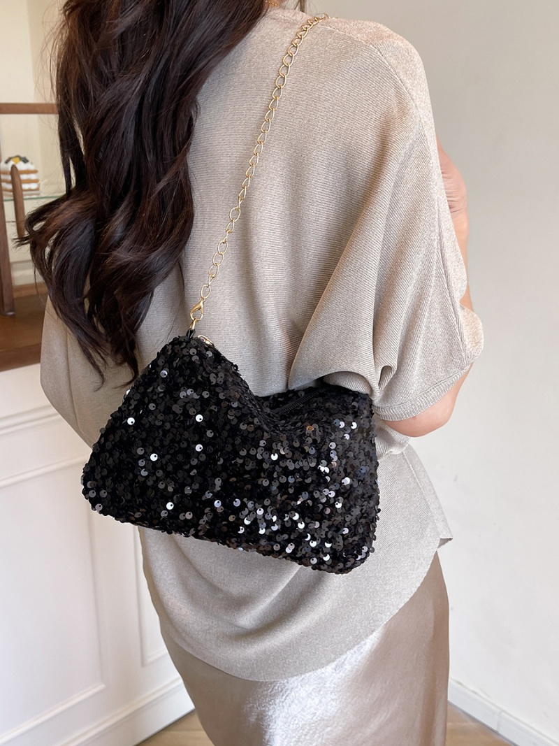 Shiny Sequin Handbag for Women 2026 New Design | Small Square Crossbody Bag with Chain Strap | Trendy Party Clutch