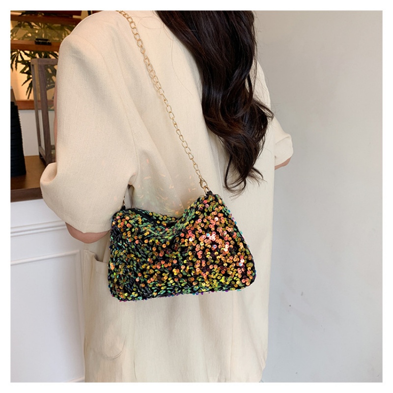 Shiny Sequin Handbag for Women 2026 New Design | Small Square Crossbody Bag with Chain Strap | Trendy Party Clutch