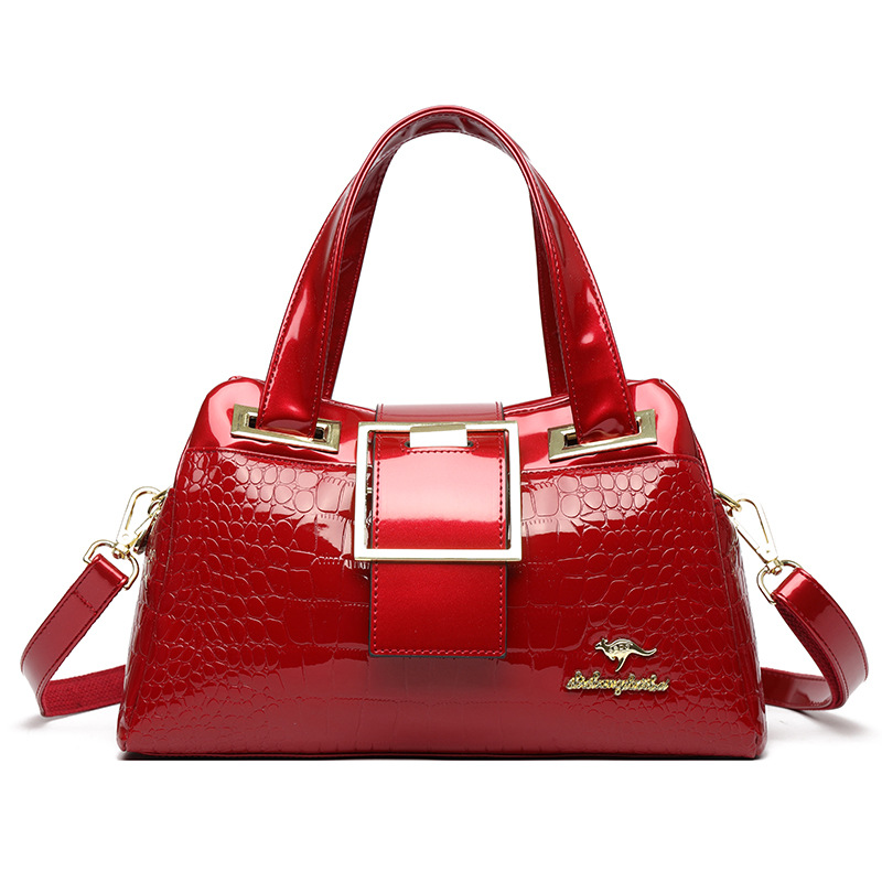 Hot Sale Patent Leather Crocodile Embossed Tote Bag - Vintage European Style Ladies Shoulder & Crossbody Bag Large Capacity Handbag for Women