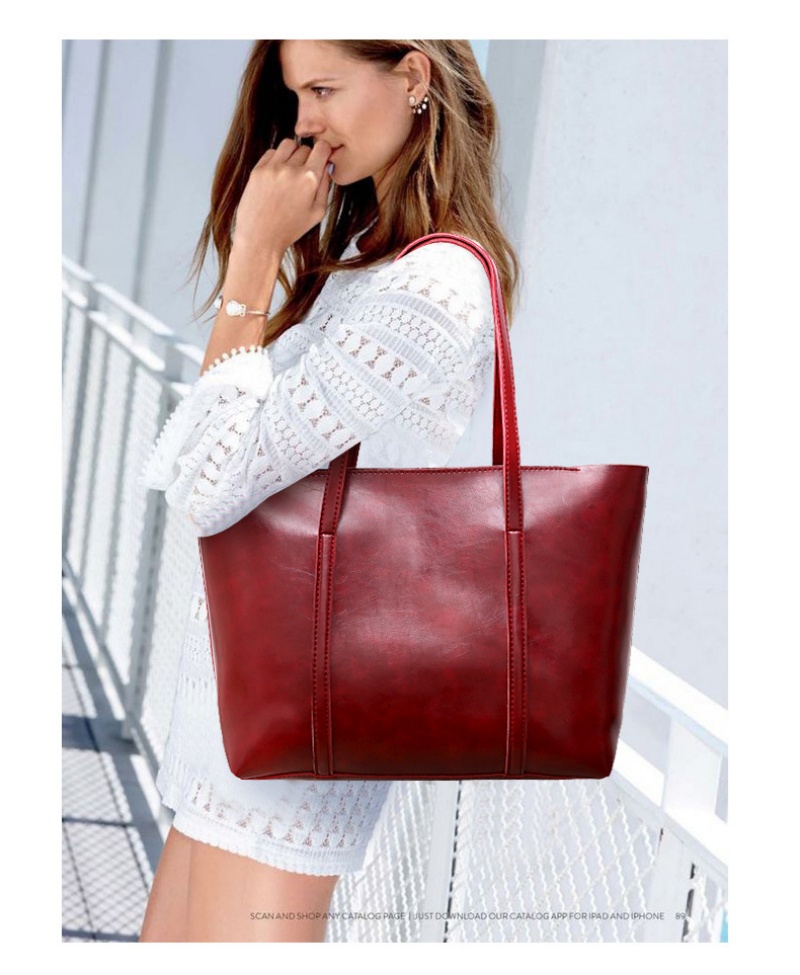 Hot Sale New Fashion Women Handbag Set Vintage Oil Wax Leather Tote Shoulder Crossbody Bag 4pcs