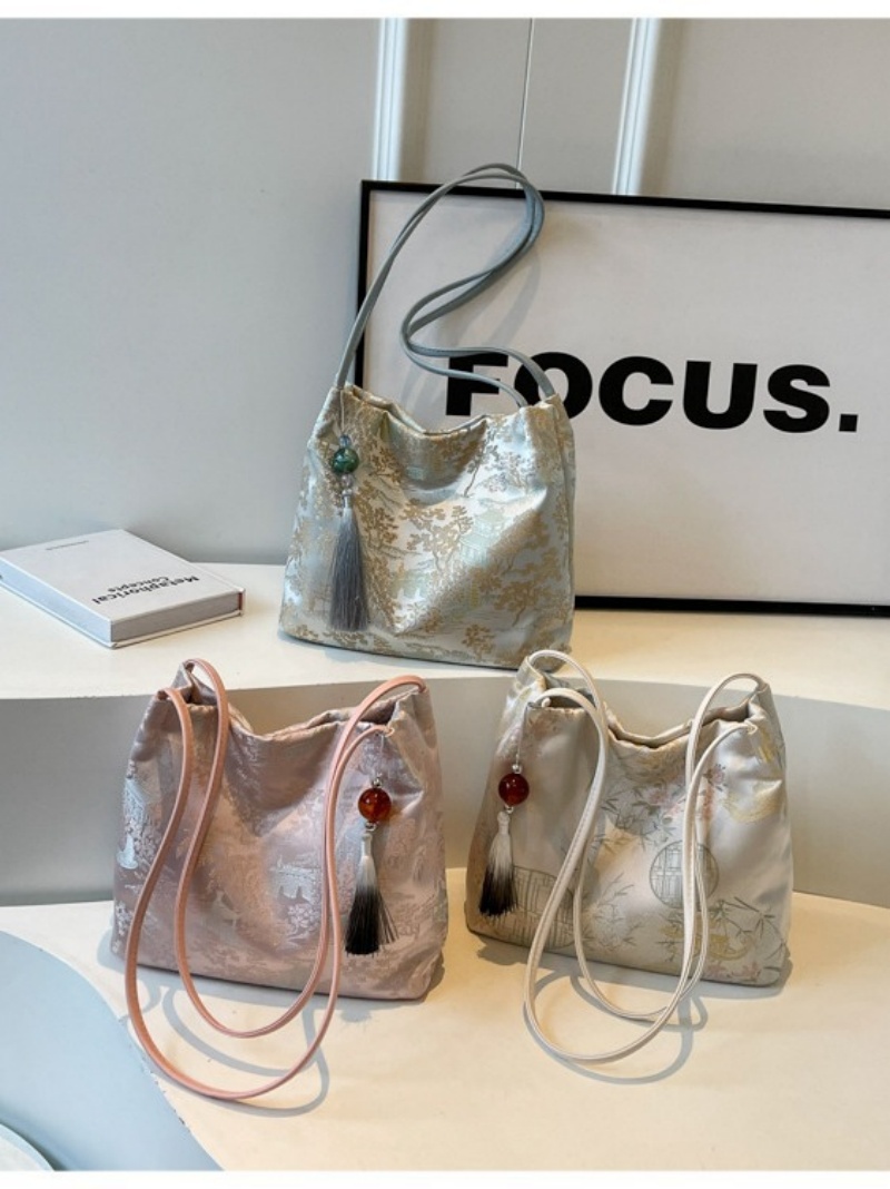 2026 New Summer Large Capacity Tote Bag  Hot Sale Chinese Style Embroidered Handbag, Elegant Underarm & Crossbody Bag for Women Work Commute