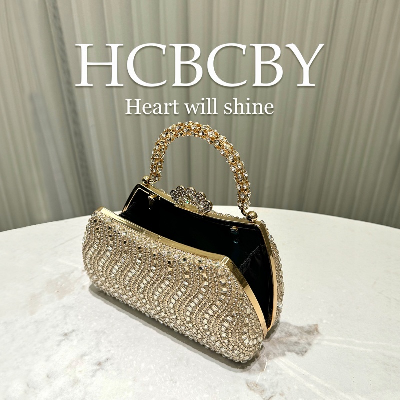 Hot Selling Luxury Golden Handbag, Shiny Rhinestone & Floral Pearl Inlaid Clutch, Elegant Fashion Bag & Versatile Earrings Jewelry Set for Women