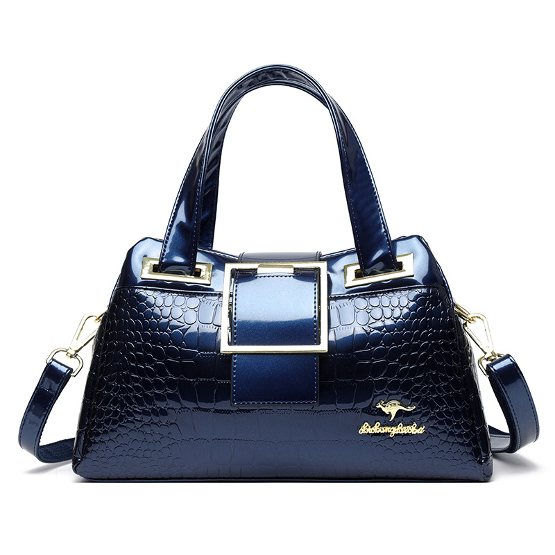 Hot Sale Patent Leather Crocodile Embossed Tote Bag - Vintage European Style Ladies Shoulder & Crossbody Bag Large Capacity Handbag for Women