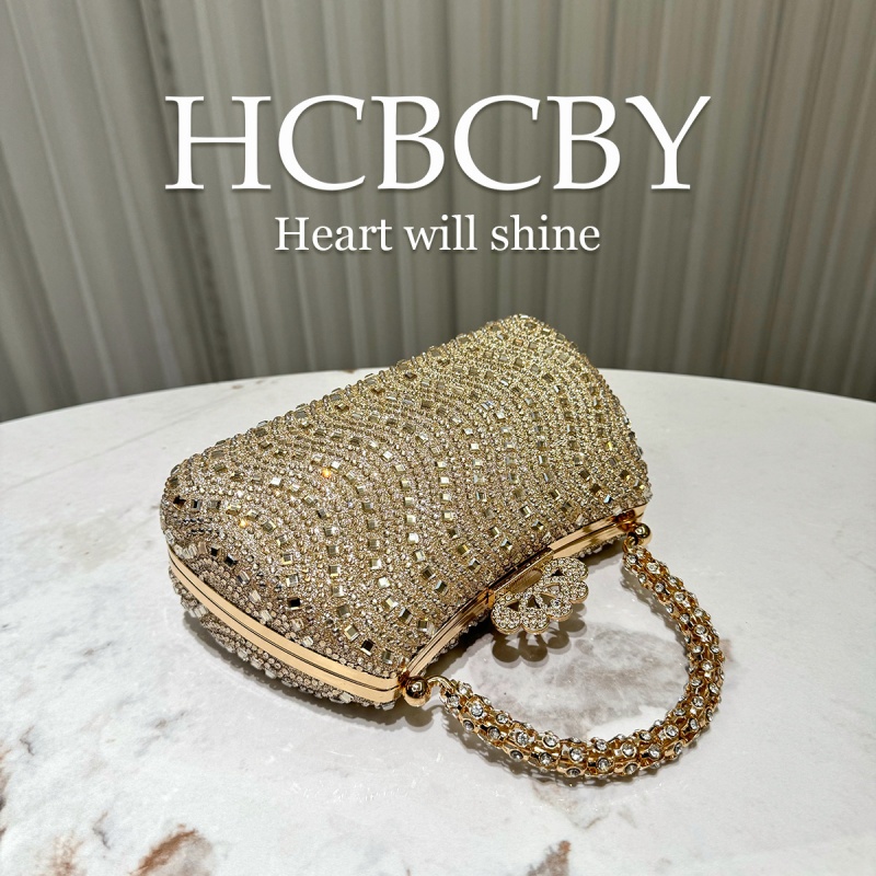 Hot Selling Luxury Golden Handbag, Shiny Rhinestone & Floral Pearl Inlaid Clutch, Elegant Fashion Bag & Versatile Earrings Jewelry Set for Women