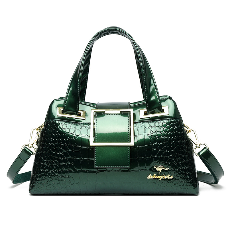 Hot Sale Patent Leather Crocodile Embossed Tote Bag - Vintage European Style Ladies Shoulder & Crossbody Bag Large Capacity Handbag for Women