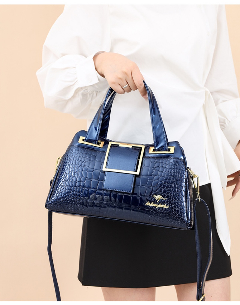 Hot Sale Patent Leather Crocodile Embossed Tote Bag - Vintage European Style Ladies Shoulder & Crossbody Bag Large Capacity Handbag for Women