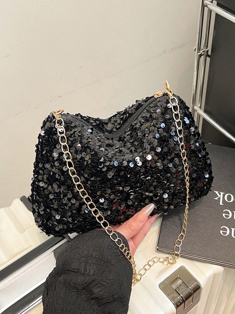 Shiny Sequin Handbag for Women 2026 New Design | Small Square Crossbody Bag with Chain Strap | Trendy Party Clutch