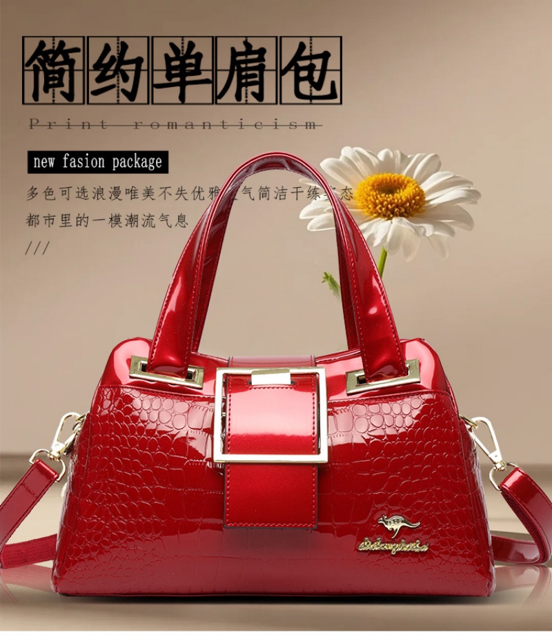 Hot Sale Patent Leather Crocodile Embossed Tote Bag - Vintage European Style Ladies Shoulder & Crossbody Bag Large Capacity Handbag for Women
