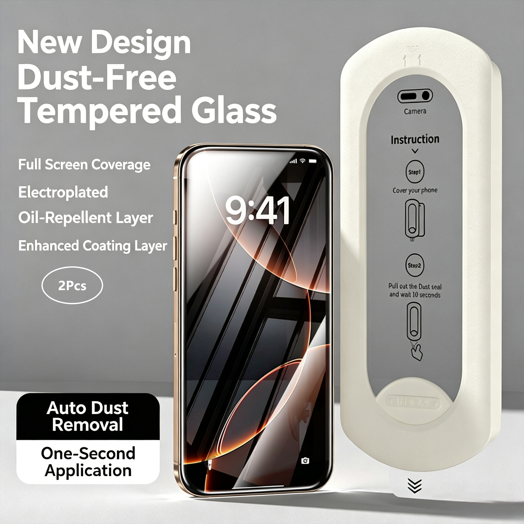 Dust-Free Installation Tray Tempered Glass Screen Protector, Quick Install Kit for iPhone 15 to iPhone 17 Series