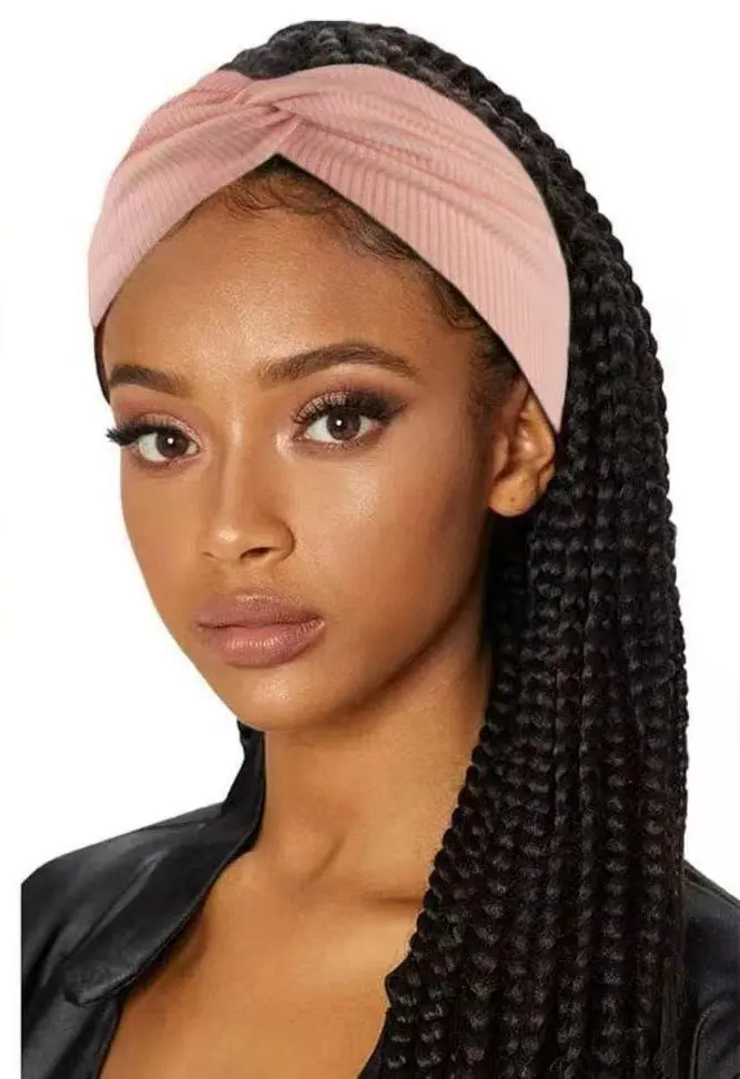 Cross Twist Elastic Headband, Ribbed Cotton Wide Sports c for Fitness Yoga Running