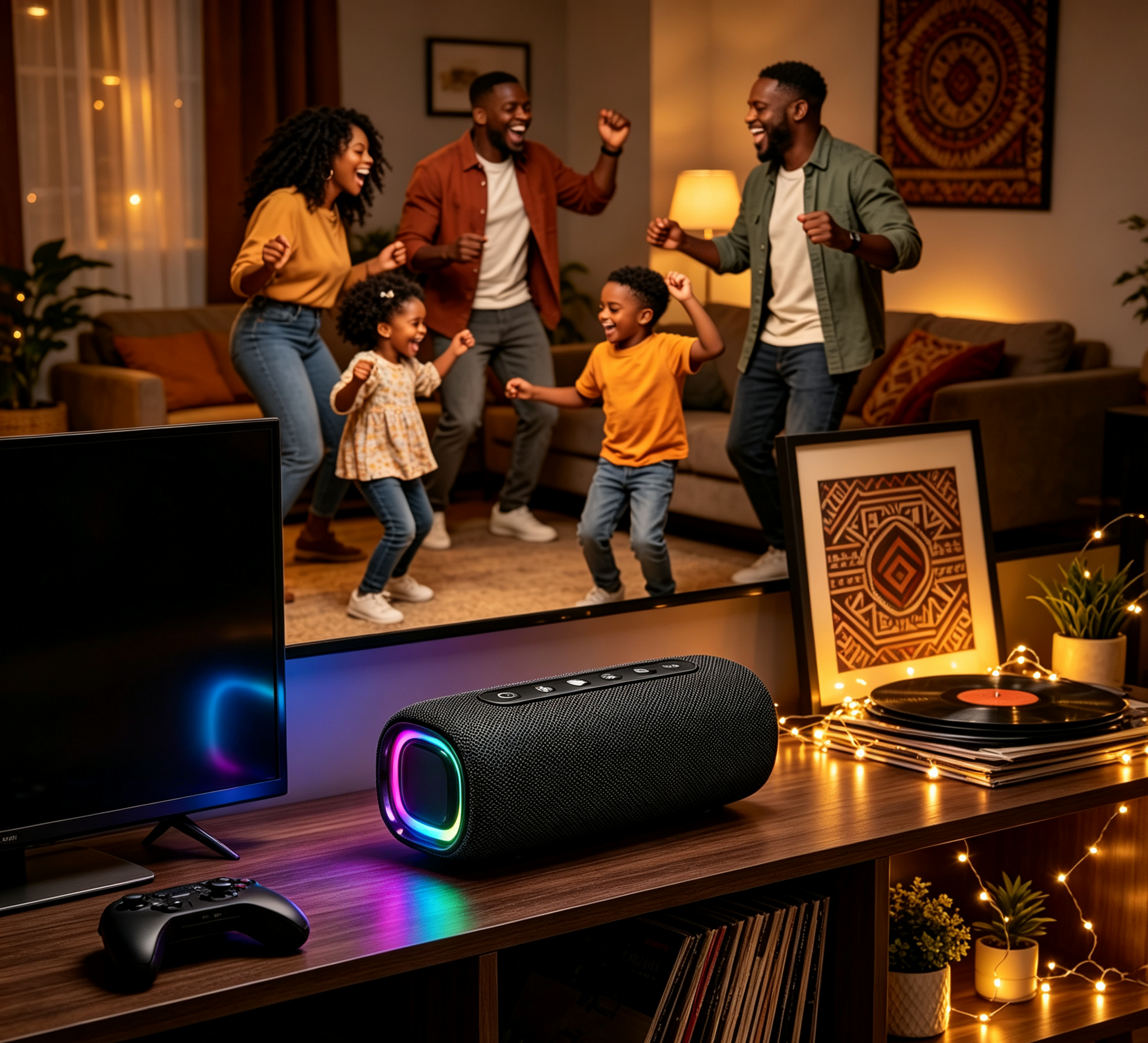 New Wireless Bluetooth Speaker, Outdoor Waterproof Portable Heavy Bass Subwoofer with RGB Light, Gaming Speaker