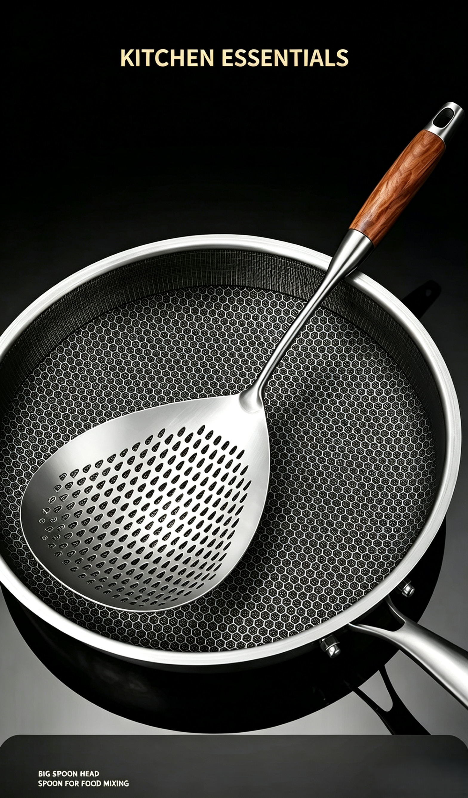 316 Stainless Steel Noodle Skimmer, Wide‑Thick Kitchen Skimmer for Noodles & Dumplings, Household Use