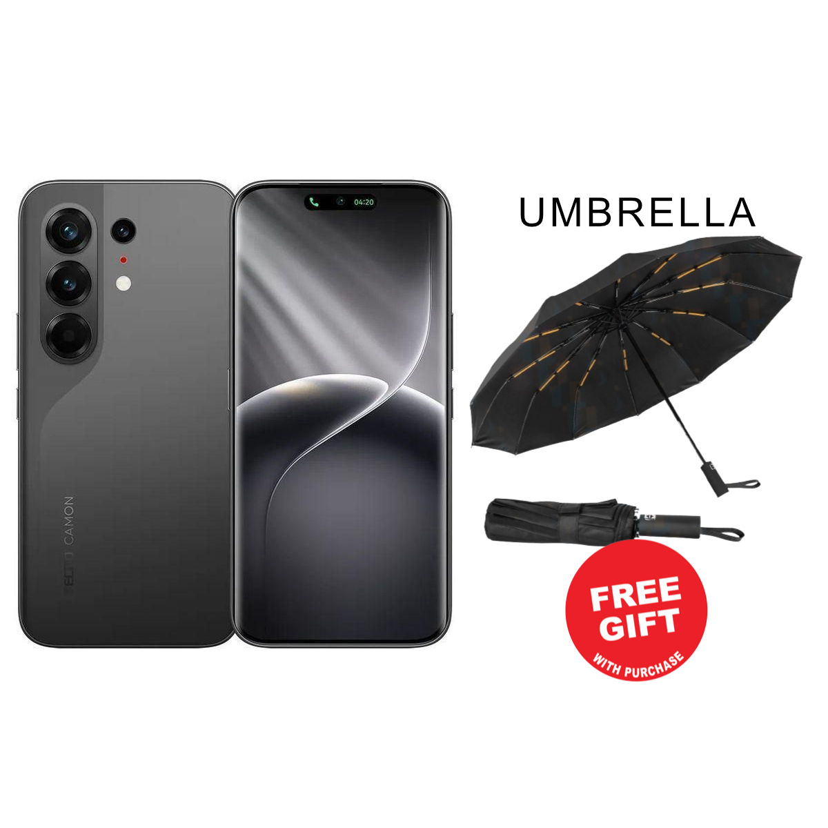 Tecno Camon 50 Ultra 5G  512 GB/8+8 GB Storage 6.78″ Curved AMOLED 144Hz Display 50MP Triple OIS Camera 50MP Selfie 6500mAh Battery 45W Fast Charge Android 16 Kenya