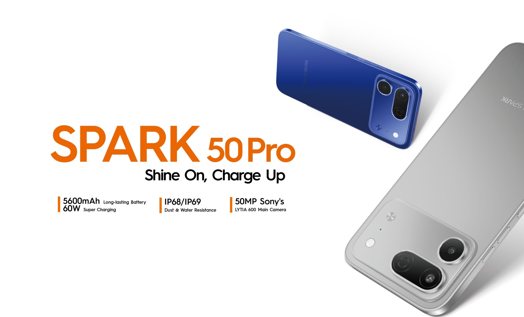 Tecno Spark 50 Pro 6.78'' 120Hz HD+ Display_128GB ROM+4GB RAM (+4GB Extended)_50MP+AI Camera _5600mAh 60W Charging