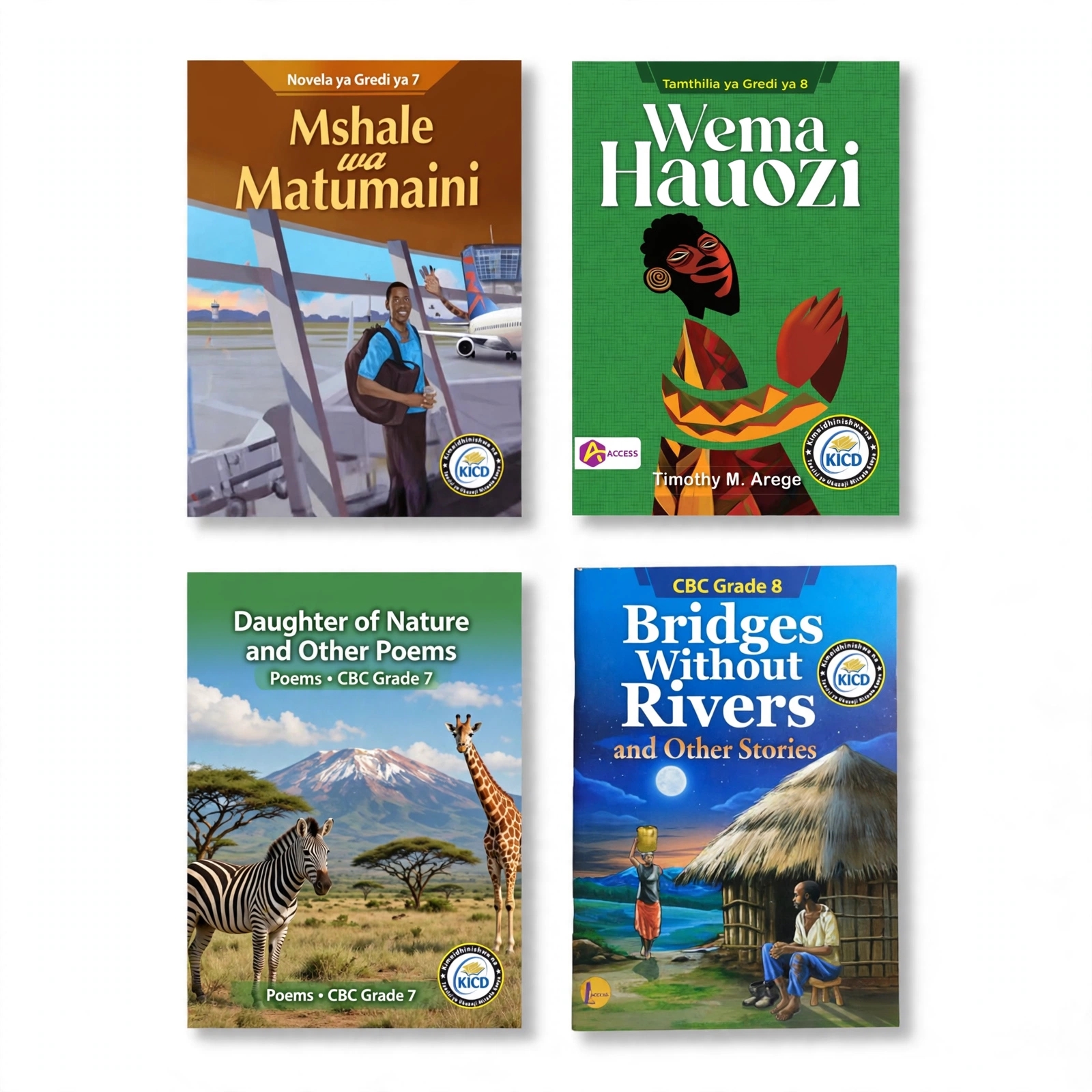 4PCS Grade 7 & 8 CBC Setbooks COMBO (JS) Mshale wa Matumaini G7 + Wema Hauozi G8 + Daughter of Nature and Other Poems + Bridges Without Rivers and Other Stories - KICD Approved - ACCESS Publishers*
