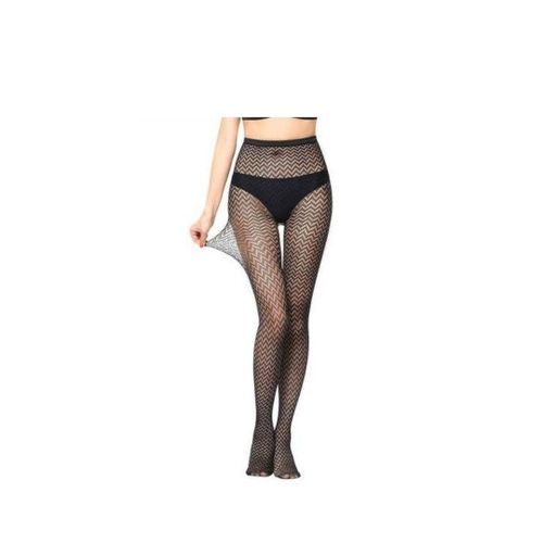 Women's Black Patterned Mesh Stockings High Stretch  Sexy Tights.