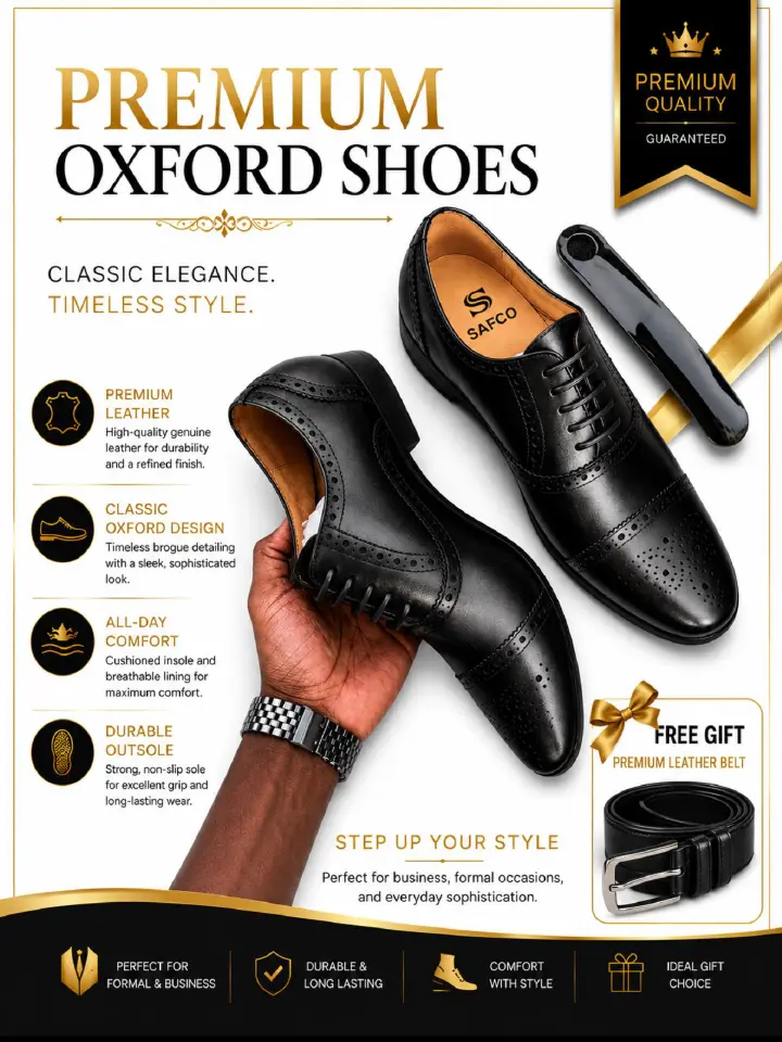 Mens New Black Oxford Dress Shoes, Handmade Black Leather Formal Shoes|Black Men Casual  Shoes  + FREE PREMIUM LEATHER BELT.