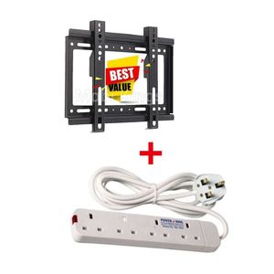 Heavy-Duty Wall Bracket for 14-43" TVs with 4-Way Power Extension