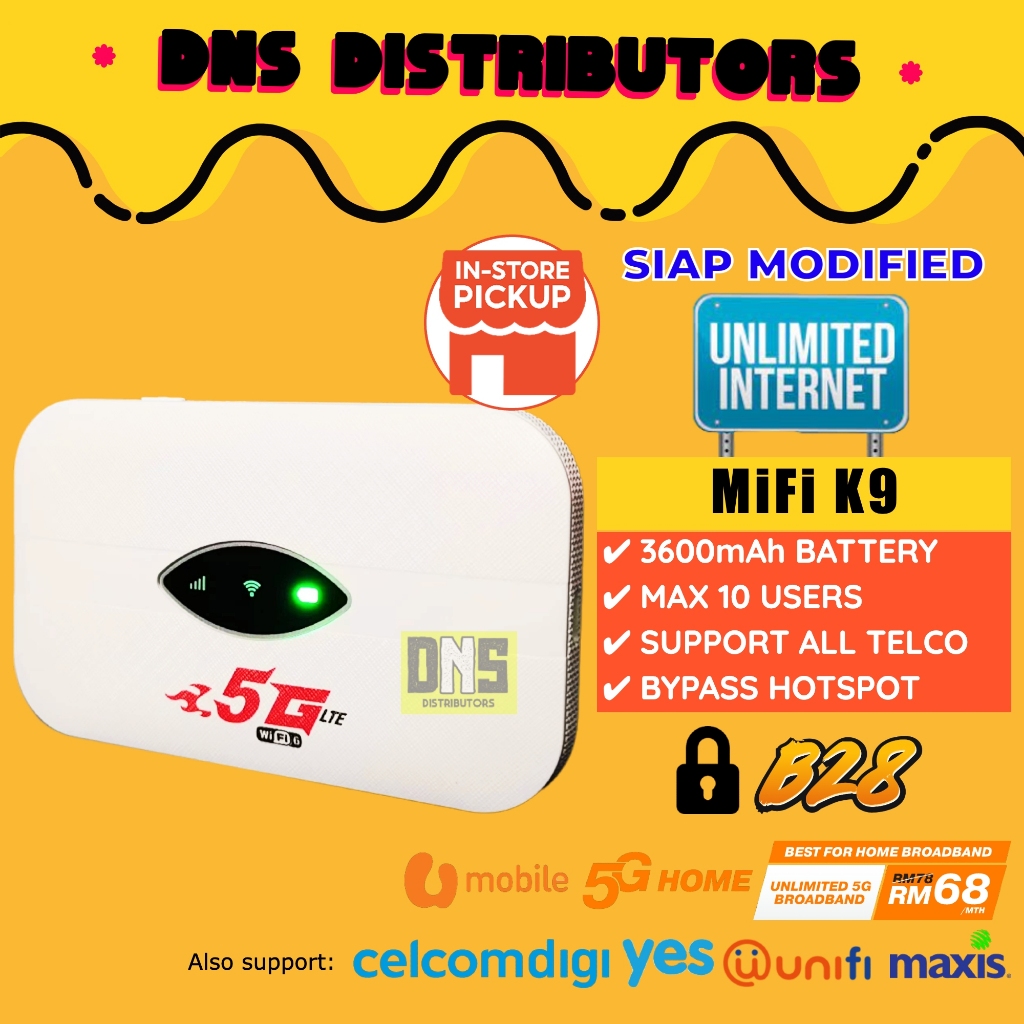 K9 Portable Pocket WiFi – 4G LTE Mobile Hotspot, 150Mbps, Unlocked for All SIM Cards, Connect Up to 10 Devices