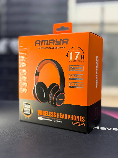 Amaya AEB-H320F Wireless Headphones – Bluetooth 5.3, 40mm Drivers, Foldable Over-Ear Design & Type-C Charging