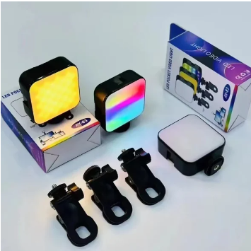 AY-83 LED Pocket Video Light – Rechargeable RGB Fill Light, Adjustable Brightness, Clip-On for Phones, Cameras & Laptops