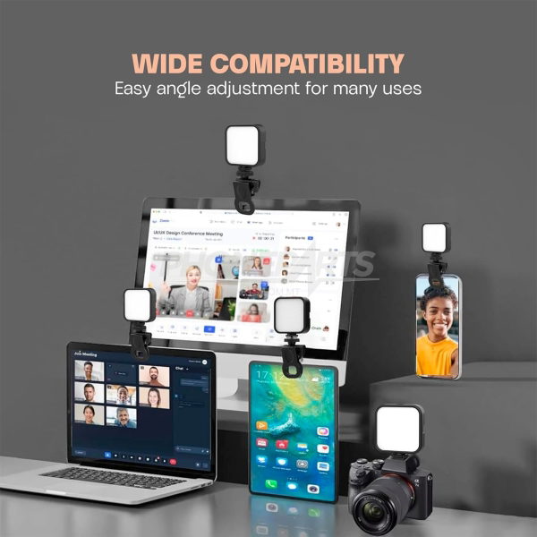 AY-83 LED Pocket Video Light – Rechargeable RGB Fill Light, Adjustable Brightness, Clip-On for Phones, Cameras & Laptops