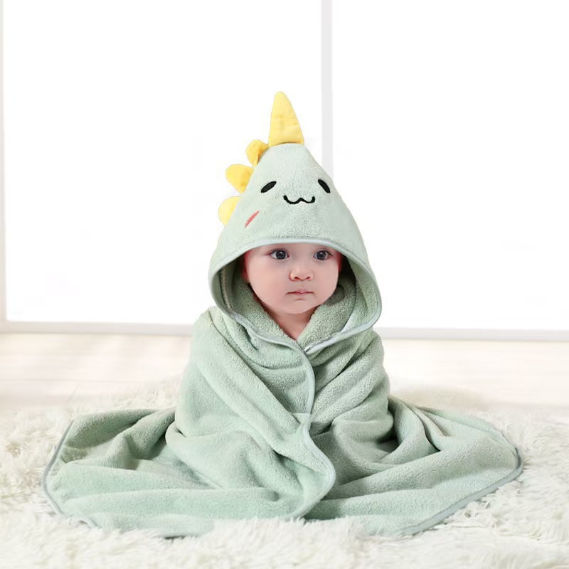Coral Fleece Baby Hooded Bath Towel Cute Cartoon Animal Cloak Towel Super Absorbent Soft Newborn Bath Wrap Blanket For Infant Kids
