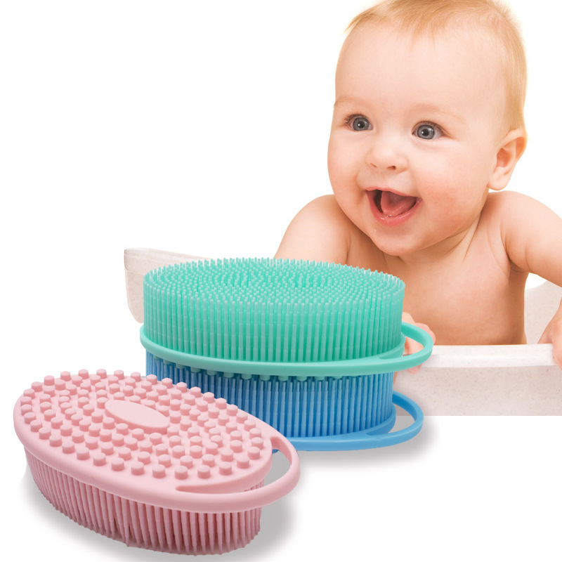 Double Sided Silicone Baby Bath Brush Soft Skin Massage Brush Kids Sensory Integration Tactile Training Brush Gentle Exfoliating Shower Brush For Newborn Toddler