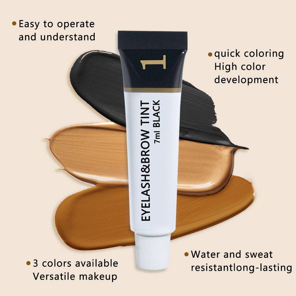 ICONSIGN Eyelash Eyebrow Tint Dye Kit Long Lasting Brow Lash Color Cream Natural Organic Eyebrow Tinting Set 3 Colors Black Brown Coffee Home Salon Eye Makeup