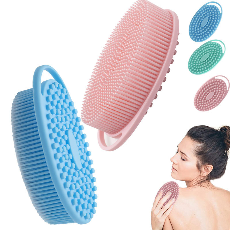 Double Sided Silicone Baby Bath Brush Soft Skin Massage Brush Kids Sensory Integration Tactile Training Brush Gentle Exfoliating Shower Brush For Newborn Toddler