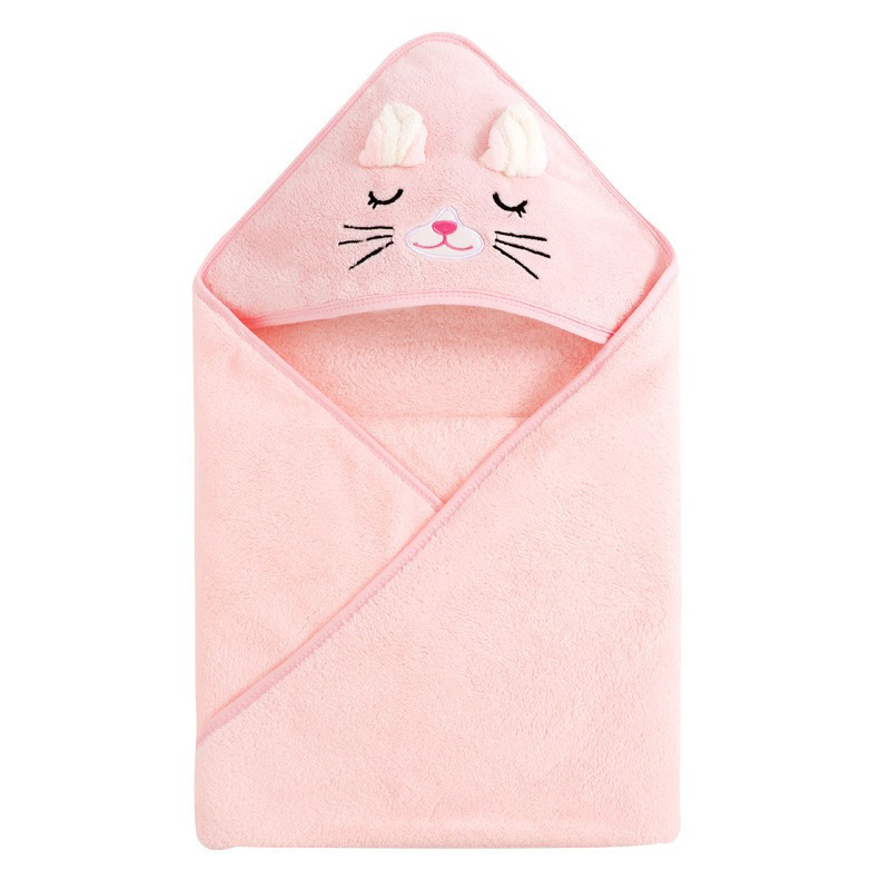 Coral Fleece Baby Hooded Bath Towel Cute Cartoon Animal Cloak Towel Super Absorbent Soft Newborn Bath Wrap Blanket For Infant Kids