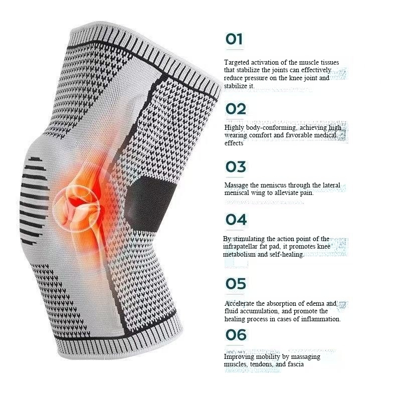 Compression Knee Brace Support with Adjustable Strap Silicone Pad Meniscus Tear Pain Relief Knee Sleeve for Sports Running Gym Arthritis Joint Recovery Knee Protector