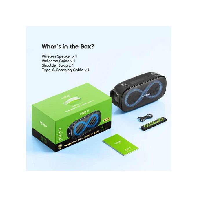 Oraimo SpaceBox Pro OBS-682 80W Portable Wireless Bluetooth Speaker, Deep Bass, 20H Playtime, LED Lights, Karaoke, TWS