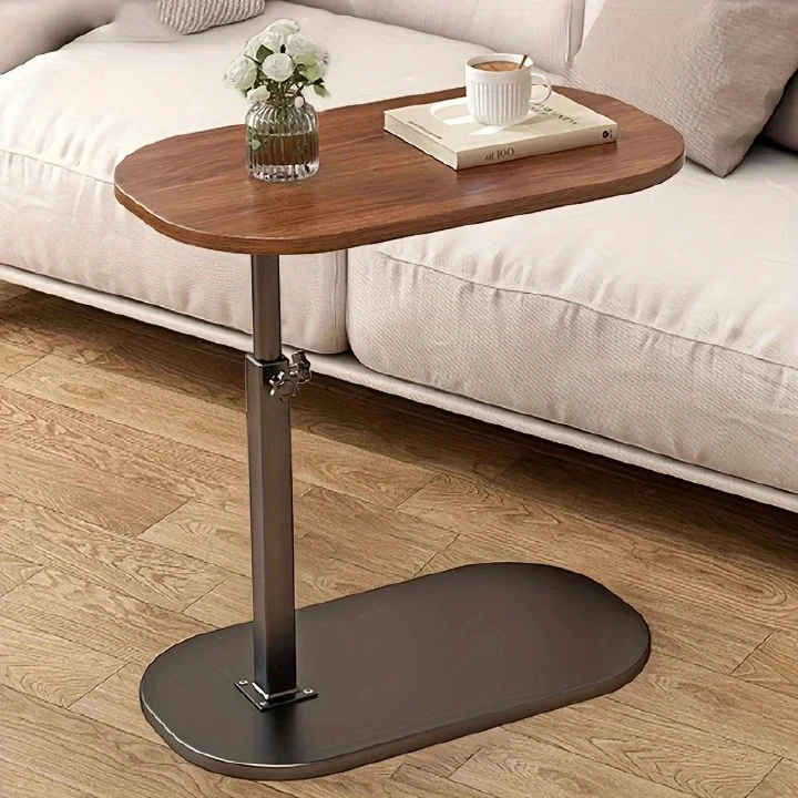 Asili C Shaped Side Table Adjustable Height End Table Modern Small Coffee Table  for Sofa Bed Bathtub Rotating Tabletop