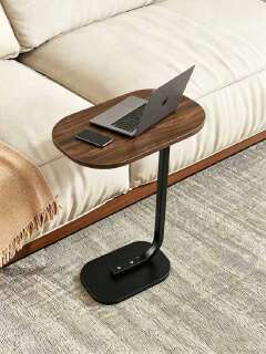 Asili C Shaped Side Table Adjustable Height End Table Modern Small Coffee Table  for Sofa Bed Bathtub Rotating Tabletop