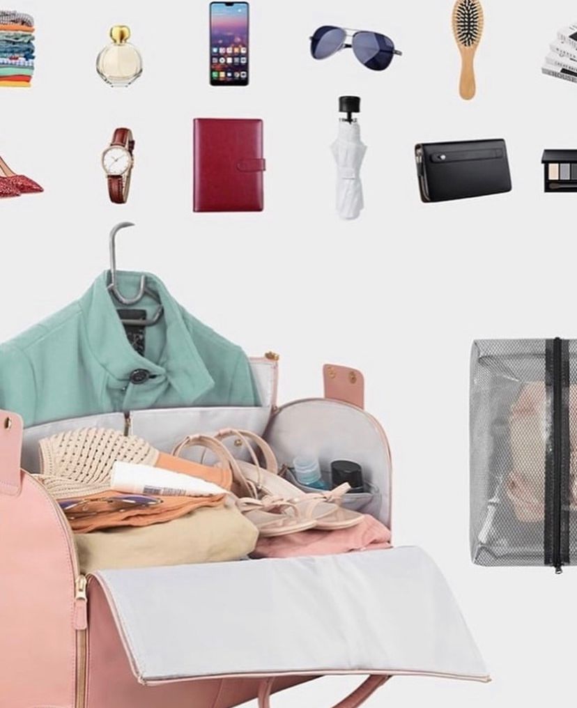3 in 1 Ytonet garment duffle bag. A Pink foldable clean classy leather PU travel bag ingeniously combines the features of a travel garment bag with expandable compartment for maximum use of its space.