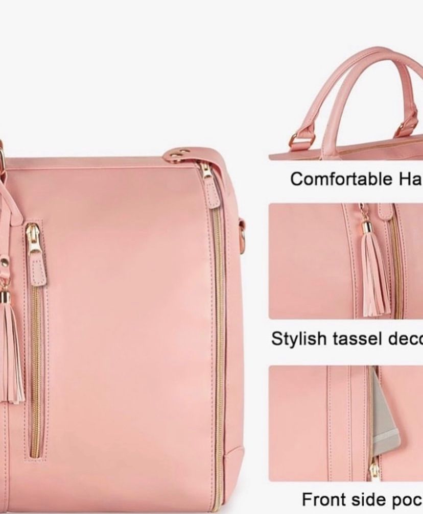 3 in 1 Ytonet garment duffle bag. A Pink foldable clean classy leather PU travel bag ingeniously combines the features of a travel garment bag with expandable compartment for maximum use of its space.