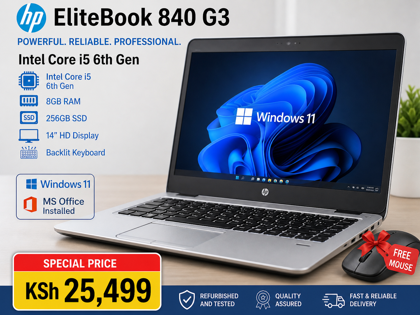 HP EliteBook 840 G3 Laptop Intel Core i5 6th Gen 8GB RAM 256GB SSD 14" FHD Business Laptop – Fast & Reliable