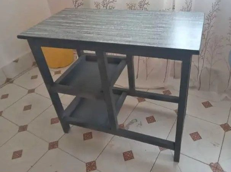 New year sale offer price)Modern strong and classic kitchen table,Wooden strong Kitchen table with racks. suitable for 6KG cooking Meko.as picture