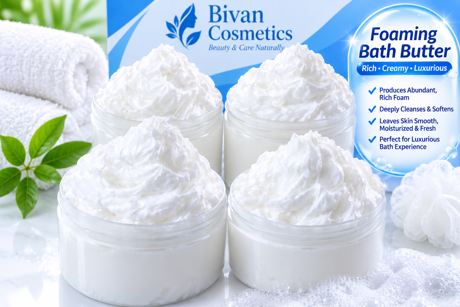 Foaming Bath Butter- Premium Luxurious Whipped Cleansing Base for Soft Moisturized Skin – Rich Creamy Foam for Body Wash, Whipped Soap, Shaving Cream, Bath Care & DIY Cosmetic Formulations