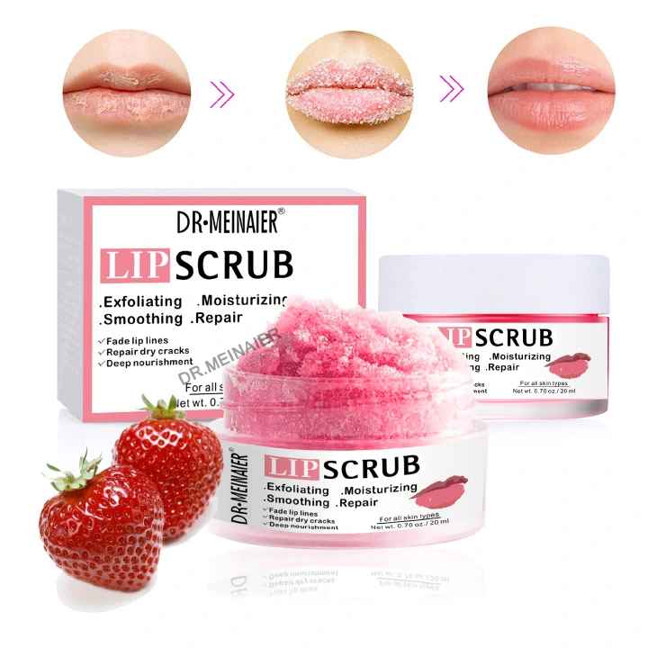 Dr Meinaier Sugar Lip Scrub Ultra Hydrating Exfoliating Dry Chapped Lips Scrubber Lip Moisturizer - Grape, Rose, Blueberry, Turmeric, Coconut, Coffee, Cherry, Lemon, Honey, Green Tea Flavors