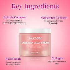 Mooyam Collagen Jelly Cream Glowing Lightening Face Cream Lotion Moisturizing Niacinamide Collagen Jelly Cream Pink Hydrolyzed Soluble Collagen Skin Revitaliser, Nourishing, Lightening, Firming